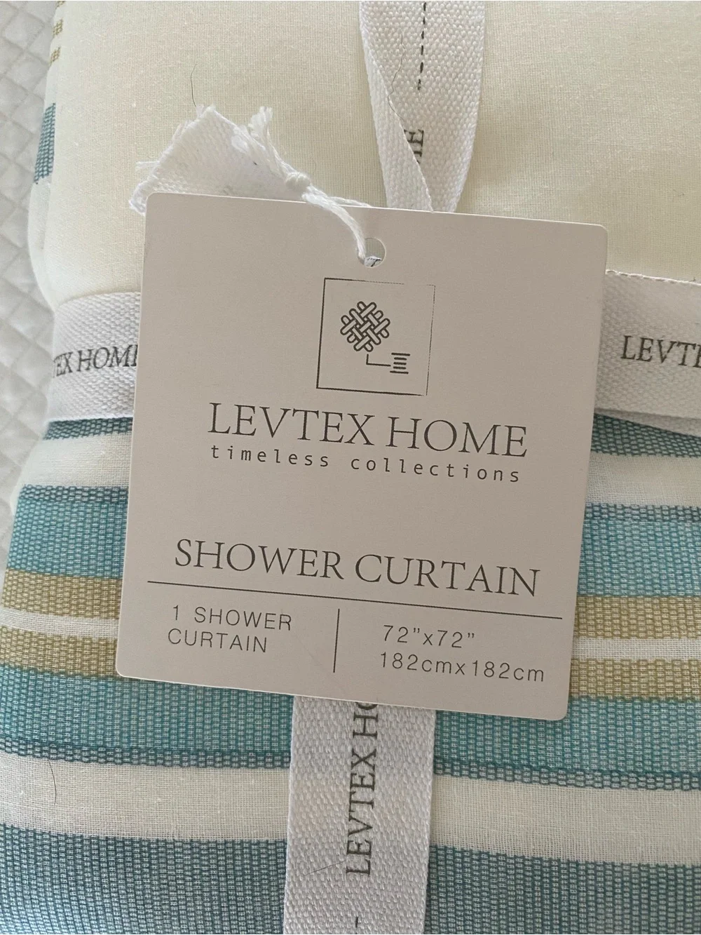 Levtex Home Striped Shower Curtain Panel in Aqua and Cream ( Blue Maui)